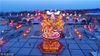 2018年2月3日，河南三门峡，航拍的陕州地坑院主题文化灯会展区夜景。