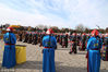 2018年2月20日，北京。演员们在北京地坛庙会上进行仿清祭地表演。