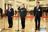 3月5日，第十三届全国人民代表大会第一次会议在北京人民大会堂开幕。这是全国人大代表马化腾、王亚平、徐立毅（从右至左）在“代表通道”接受采访。新华社记者 金立旺 摄