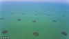 2017年10月19日，海南临高。记者通过无人机在百米高空航拍位于海南省临高县后水湾附近海域的深水抗风浪网箱养殖基地，据临高县海洋与渔业局工作人员介绍，目前该县共有深海网箱逾3000口，主要分布在后水湾、金牌湾，以养殖金鲳鱼为主，年产量约2.4万吨，年产值7.2亿元人民币，成为亚洲最大深水网箱养殖基地。