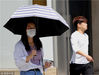 2018年4月19日，南京春光“火辣”，出行的人们用手遮挡、打伞、头顶衣服、戴遮阳帽或墨镜。