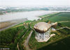 2018年4月21日，江苏镇江，航拍90米长巨型河豚塔，悬浮空中犹如“飞鱼”。