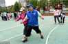 2018年5月20日，在北京阳光玉华第七届特运会上，进行的残障人士两人三腿项目比赛。