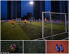（拼接图）上图：2018年5月8日，上海，男子们在球场踢球。下图左至右：足球/球场细节/球鞋。
