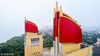2018年7月4日，南京，桥头南堡三面红旗。