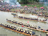 2018年7月8日，在贵州省台江县施洞镇拍摄的独木龙舟活动。
