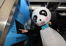 ‘Giant pandas’ in subway ride for birthday celebration