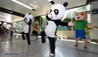 Staff members of Nanjing Hongshan Forest Zoo, dressed as three giant pandas, a Tibetan antelope and an elephant, drew a lot of attention at the Zhujiang Road Station on Line 1 of the Nanjing Metro on Aug. 8. (Photo/VCG)