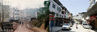 左图：1993年，四川省丰都县理明乡泥泞的公路。
右图：2018年6月，重庆市丰都县许明寺镇理明村宽敞的街道。