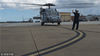 当地时间2018年9月11日，美国诺福克海军基地，MH-60S“海鹰”直升机撤离诺福克海军基地。
