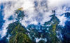 2019年10月16日，山西运城永济五老峰景区云雾缭绕的云海景观。（无人机拍摄）