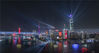 2019年10月3日，上海，黄浦江两岸上演《浦江追梦 光耀中华》大型光影秀。陈晖/视觉中国