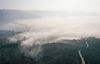 2019年10月8日，山东枣庄，山亭区平流雾景观（无人机拍摄）。