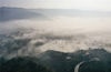 2019年10月8日，山东枣庄，山亭区平流雾景观（无人机拍摄）。