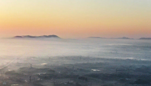 晨雾如薄纱  绘就乡村水墨画