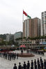 2019年12月20日8时，中国澳门，澳门特区政府在金莲花广场举行隆重升旗仪式，庆祝澳门回归祖国20周年。
