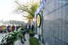 People attend commemoration activities for the victims in Nanjing Massacre by Japanese invaders in Nanjing, capital of east China's Jiangsu Province, Dec. 3, 2019. Starting Tuesday, family members of the victims of the massacre began a series of commemoration activities such as laying flowers and burning incense before the memorial wall where the victims' names are engraved. The Nanjing Massacre took place when Japanese troops captured the city, then China's capital, on Dec. 13, 1937. Over six weeks, they killed 300,000 Chinese civilians and unarmed soldiers. In February 2014, China's top legislature designated December 13 as the national memorial day for victims of the Nanjing Massacre. Family members of the victims also started to hold commemoration activities at the memorial hall in December of the same year. (Xinhua/Li Bo)