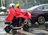 2019年2月12日上午，刚经历多日雪天的南京又迎来雨水，中雨的街头市民出行不便。雨田/视觉中国