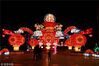 2019年2月3日晚，市民在甘肃省平凉市人民广场欣赏花灯。吴希会/视觉中国