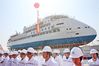 Photo taken on March 12, 2019 shows the launching ceremony of the first China-made cruise ship for polar expeditions, held in Haimen, east China's Jiangsu Province. 
With a gross tonnage of 7,400 tonnes, it can accommodate 255 people on board.

Hu said the ship still needs equipment testing and installation, which will be finished in July before a September delivery to the owner Sunstone Ships Inc.