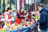 Environmental volunteers organize activities such as a fashion show and a flea market to promote public awareness of environmental protection and green living in Suzhou City, Jiangsu Province, March 24, 2019. On the same day, a work committee of the Hudong Community in the Suzhou Industrial Park launched a volunteers team named “Green Hudong”.
