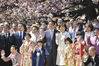 当地时间2019年4月13日，日本东京，日本首相安倍晋三偕夫人安倍昭惠现身新宿御苑，参加赏樱大会。当天，有约18200名来自政界、金融、商界等领域的宾客出席。