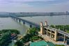 Aerial photo taken on April 18, 2019 shows the view of Nanjing Yangtze River Bridge in Nanjing, capital of east China's Jiangsu Province. (Xinhua/Li Bo)