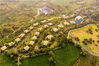 2019年8月17日，浙江省湖州市长兴县水口乡徽州庄村，错落有致的民宿、五彩热气球、绿水青山，构成了一幅美丽的乡村画卷。