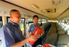 Drivers have a comprehensive safety inspection on school buses, including a review of fire extinguishers and tires, in Taicang, Suzhou City, Jiangsu Province, August 20, 2019. Ahead of the new school semester, the school bus company in Taicang organized the safety check on all 47 buses and provided first-aid and emergency response trainings to bus drivers, making sure students in the new semester will get the best transportation safety.      
