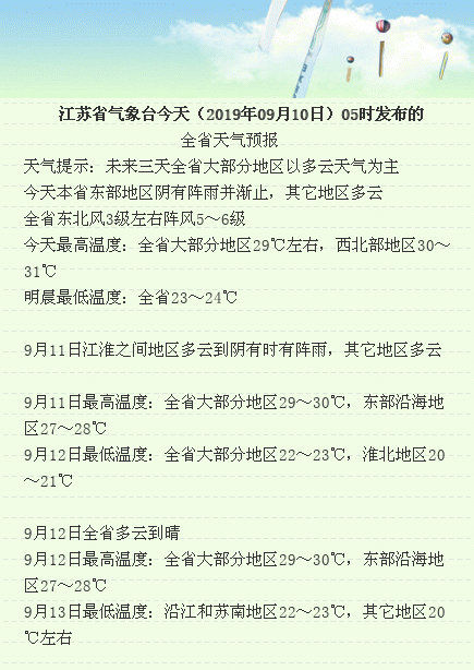 江苏中秋假期天气“出炉”！ 全省天气以晴朗为主