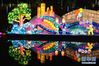 1月8日在南京市宝塔公园拍摄的布置在秦淮河水面上的大型灯组。 春节临近，江苏南京、南通等地华灯璀璨，年味渐浓。 新华社发（方东旭 摄）
