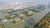 Aerial photo taken on Nov. 14, 2020 shows the Jiangdu Key Water Conservancy Project in Yangzhou, east China's Jiangsu Province. Located in the juncture of the Grand Canal, the New Tongyang Canal and the Huaihe River outfall waterway into the Yangtze River, the Jiangdu Key Water Conservancy Project acts as the source of the eastern route of the country's South-to-North Water Diversion Project. The Jiangdu Key Water Conservancy Project consists of 4 large-scale electrical pumping stations, 12 middle-large size water gates, 3 ship locks, transmission and transformation project and diversion waterways. (Xinhua/Ji Chunpeng)