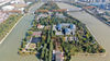 Aerial photo taken on Nov. 14, 2020 shows the Jiangdu Key Water Conservancy Project in Yangzhou, east China's Jiangsu Province. Located in the juncture of the Grand Canal, the New Tongyang Canal and the Huaihe River outfall waterway into the Yangtze River, the Jiangdu Key Water Conservancy Project acts as the source of the eastern route of the country's South-to-North Water Diversion Project. The Jiangdu Key Water Conservancy Project consists of 4 large-scale electrical pumping stations, 12 middle-large size water gates, 3 ship locks, transmission and transformation project and diversion waterways. (Xinhua/Ji Chunpeng)