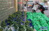 2月9日，武汉市武昌区首义路街大东门社区为部分困难居民免费提供蔬菜供应。 新华社记者 程敏 摄