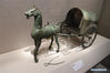 Photo taken on May 17, 2020 shows the bronze chariot and horse of Han Dynasty during a special exhibition with a selection of cultural relics dating from the Spring and Autumn Period (770-476 B.C.) to the Qin and Han Dynasty (221 B.C.-220 A.D.) at the Nanjing Museum in Nanjing, east China's Jiangsu Province. The special exhibition will kick off on May 18. (Xinhua/Li Bo)