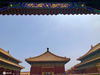 2020年5月22日，北京，蓝天白云下的故宫，红墙绿瓦愈发鲜亮。