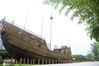 2015年7月11日，江苏省南京市，郑和宝船遗址公园里的郑和宝船，高约七层楼，是目前世界上最大的仿古木帆船船模。
