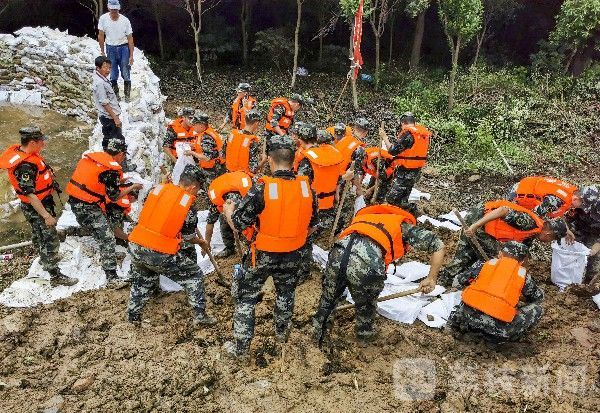 投入|武警江苏总队官兵紧急投入长江支流抗洪抢险|荔枝军事
