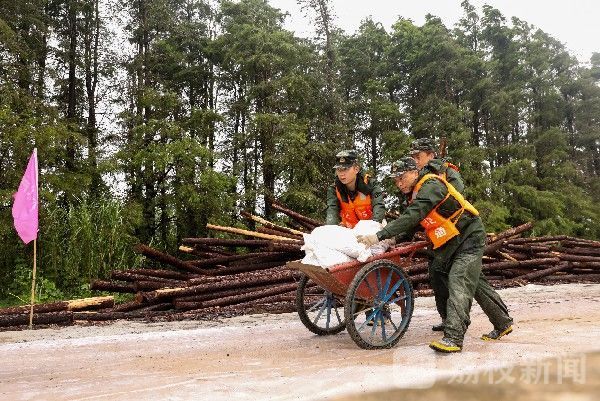太湖|太湖大堤出现险情 武警官兵紧急处置|荔枝军事