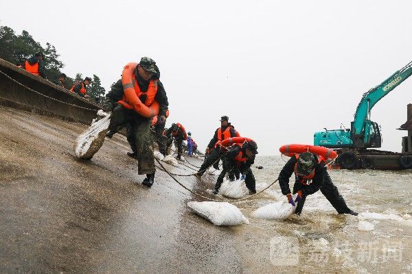 太湖|太湖大堤出现险情 武警官兵紧急处置|荔枝军事