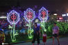 2020年7月20日，江苏淮安，市民在“萤火虫之夜”梦幻灯光节上游玩。