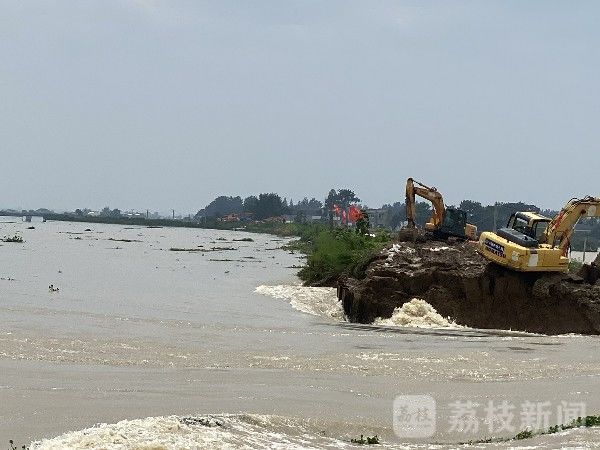 决口|安徽庐江县石大圩出现70米宽决口|荔枝军事