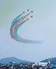 Visitors view performance by China's Bayi Aerobatic Team during the 13th China International Aviation and Aerospace Exhibition, or Airshow China 2021, in Zhuhai, south China's Guangdong Province, Oct. 1, 2021. (Xinhua/Liu Dawei)