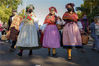 MADRID, SPAIN - 2021/10/24: Women dressed in traditional costumes seen during the celebration of the XXVIII Feast of the Transhumance in Madrid.
A thousand Merino sheep and a hundred Retinta goats of the transhumant herd pass through the center of Madrid on Sunday during the 28th Feast of Transhumance. The transhumant herd, guided by the Association Transhumance and Nature and the Association Council of the Mesta, thus returns to the region after having spent this summer in the pastures of Northern Spain. The animals left on September 25 from Cervera de Pisuerga and Polentinos in the Cantabrian Mountains of Palencia. Their itinerary through the capital includes Calle Mayor, Puerta del Sol, Calle Alcala, Plaza de Cibeles, Paseo de Recoletos and Plaza de Colon. On Tuesday 26th the flock is expected to leave the capital, to go to Colmenarejo, where they will spend the winter. (Photo by Atilano Garcia/SOPA Images/LightRocket via Getty Images)