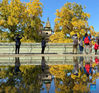 Photo taken with a cellphone on Oct. 31, 2021 shows people visiting Wuta (five-pagoda) Temple in Beijing, capital of China. (Xinhua/Wang Qingqin)
