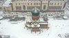 2021年2月28日，黑龙江省哈尔滨市，暴雪来临，大街小巷洁白如银。索菲亚教堂，红砖绿顶，在白雪中美丽如诗。