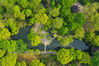 2021年4月22日，江苏苏州，无人机航拍拙政园，绿树茵茵，春意盎然，美景如画。来源：视觉中国