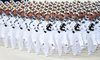 2019年9月11日，北京，庆祝新中国成立70周年阅兵徒步方队开展训练。海军方队。柳军/人民视觉