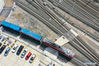 Aerial photo taken on April 30, 2021 shows the first freight train leaving Dulaying international land-sea logistics port in Guiyang City of southwest China's Guizhou Province. Dulaying international land-sea logistics port in Guiyang officially opened on Friday. Its construction was divided into two phases and the first phase project has been accepted in January this year. After completion, the annual cargo transport capacity of the first phase project is expected to reach 5 million tons. (Xinhua/Liu Xu)