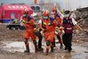 Rescue team members participate in an earthquake drill in Yucheng District, Ya'an City of southwest China's Sichuan Province, May 14, 2021. An earthquake drill jointly organized by the anti-quake and relief headquarters office under the State Council, the Ministry of Emergency Management, and the Sichuan provincial government was held here on Friday. (Xinhua/Xing Guangli)